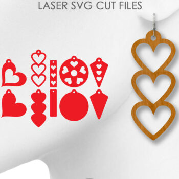 Intra απο ξύλο plywood 3mm-4mm πάχος – Σκουλαρίκια Αγίου Βαλεντίνου, Σκουλαρίκια Καρδιά Δίασταση  5x5 cm INTRAFABR-56706114 - Image 2