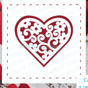 Intra απο ξύλο plywood 3mm-4mm πάχος – Πρότυπο κάρτας καρδιών Floral Αγίου Βαλεντίνου Δίασταση  20x20 cm INTRAFABR-112900693 - Image 1