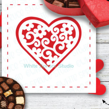 Intra απο ξύλο plywood 3mm-4mm πάχος – Πρότυπο κάρτας καρδιών Floral Αγίου Βαλεντίνου Δίασταση  20x20 cm INTRAFABR-112900693 - Image 5
