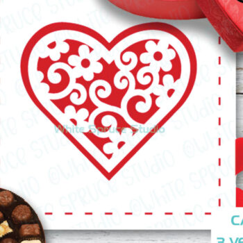 Intra απο ξύλο plywood 3mm-4mm πάχος – Πρότυπο κάρτας καρδιών Floral Αγίου Βαλεντίνου Δίασταση  20x20 cm INTRAFABR-112900693 - Image 8