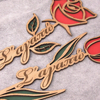 Intra απο ξύλο plywood 3mm-4mm πάχος – Λουλούδια Αγίου Βαλεντίνου τριαντάφυλλο και τουλίπα Δίασταση  20x20 cm INTRAFABR-115626745 - Image 2