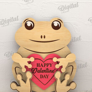 Intra απο ξύλο plywood 3mm-4mm πάχος – Βάτραχος Αγίου Βαλεντίνου με καρδιάς Δίασταση  20x20 cm INTRAFABR-114206005