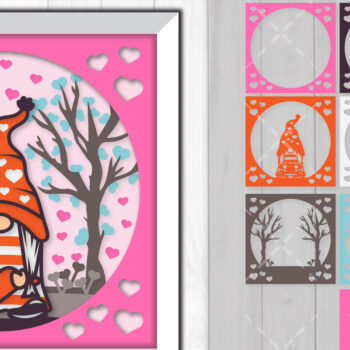 Intra απο ξύλο plywood 3mm-4mm πάχος – Valentine Gnome 3D Shadow Box Δίασταση  20x20 cm INTRAFABR-88359118 - Image 1