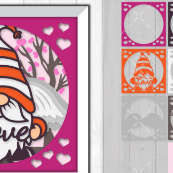 Intra απο ξύλο plywood 3mm-4mm πάχος – Valentine Gnome 3D Shadow Box Δίασταση  20x20 cm INTRAFABR-88359235 - Image 1