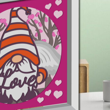 Intra απο ξύλο plywood 3mm-4mm πάχος – Valentine Gnome 3D Shadow Box Δίασταση  20x20 cm INTRAFABR-88359235 - Image 2