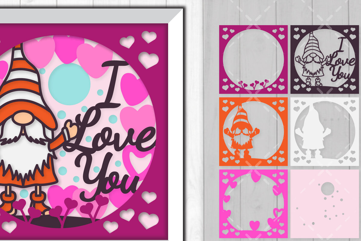 Intra απο ξύλο plywood 3mm-4mm πάχος – Valentine Gnome 3D Shadow Box Δίασταση  20x20 cm INTRAFABR-88359363