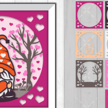 Intra απο ξύλο plywood 3mm-4mm πάχος – Valentine Gnome 3D Shadow Box Δίασταση 20x20 cm INTRAFABR-88358988 - Image 1