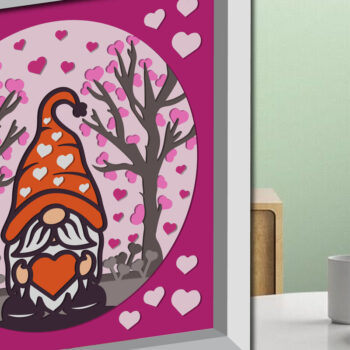 Intra απο ξύλο plywood 3mm-4mm πάχος – Valentine Gnome 3D Shadow Box Δίασταση 20x20 cm INTRAFABR-88358988 - Image 2