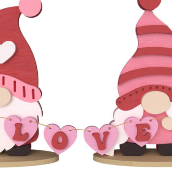 Intra απο ξύλο plywood 3mm-4mm πάχος – Valentine Gnome Ζευγάρι 3D διακόσμηση Δίασταση  20x20 cm INTRAFABR-111650311 - Image 1