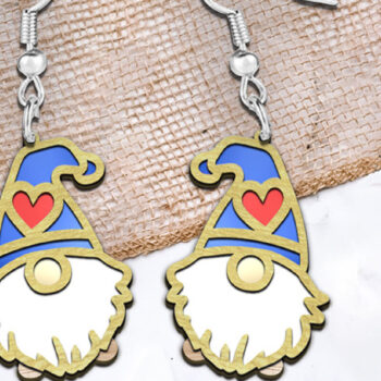 Intra απο ξύλο plywood 3mm-4mm πάχος – Σκουλαρίκια Valentine Gnome Κοπή λέιζερ. Δίασταση  5x5 cm INTRAFABR-111942252 - Image 1