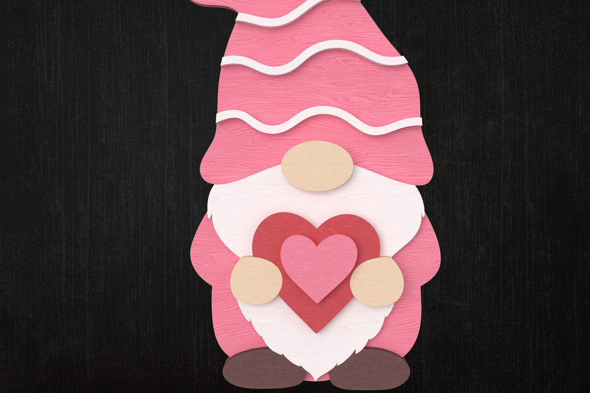 Intra απο ξύλο plywood 3mm-4mm πάχος – Valentine Gnome Holding Heart Δίασταση  20x20 cm INTRAFABR-111422241