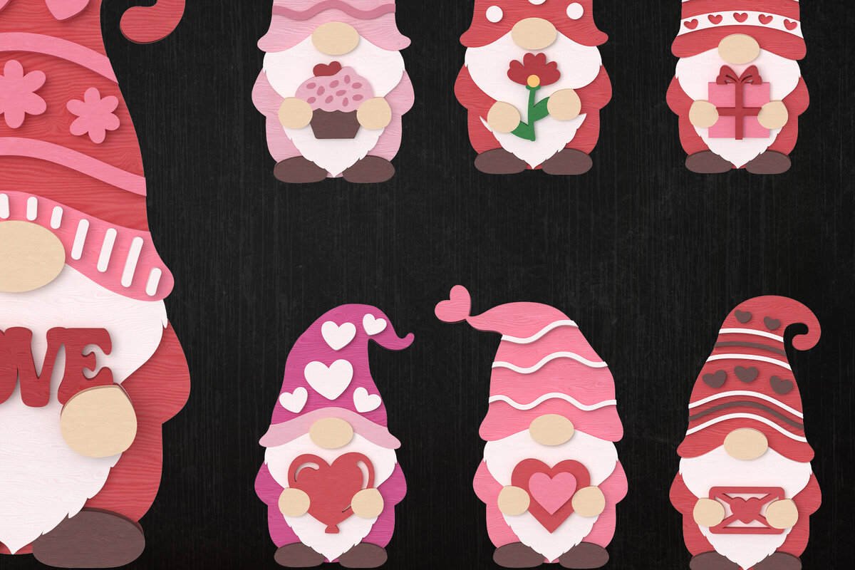 Intra απο ξύλο plywood 3mm-4mm πάχος – Valentine Gnome Love Bundle Δίασταση  20x20 cm INTRAFABR-111422541