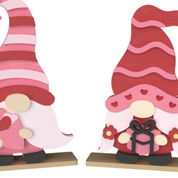 Intra απο ξύλο plywood 3mm-4mm πάχος – Valentine Gnome Ζεύγος με δώρα Δίασταση  20x20 cm INTRAFABR-111650445 - Image 1