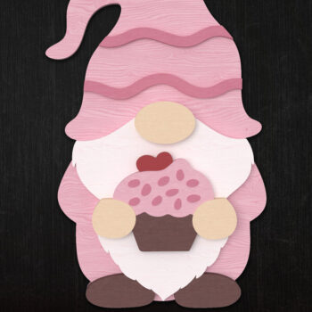 Intra απο ξύλο plywood 3mm-4mm πάχος – Valentine Gnome με Cupcake Laser Δίασταση  20x20 cm INTRAFABR-111422153 - Image 1