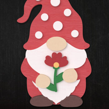 Intra απο ξύλο plywood 3mm-4mm πάχος – Valentine Gnome με λουλούδι Δίασταση  20x20 cm INTRAFABR-111422458 - Image 1