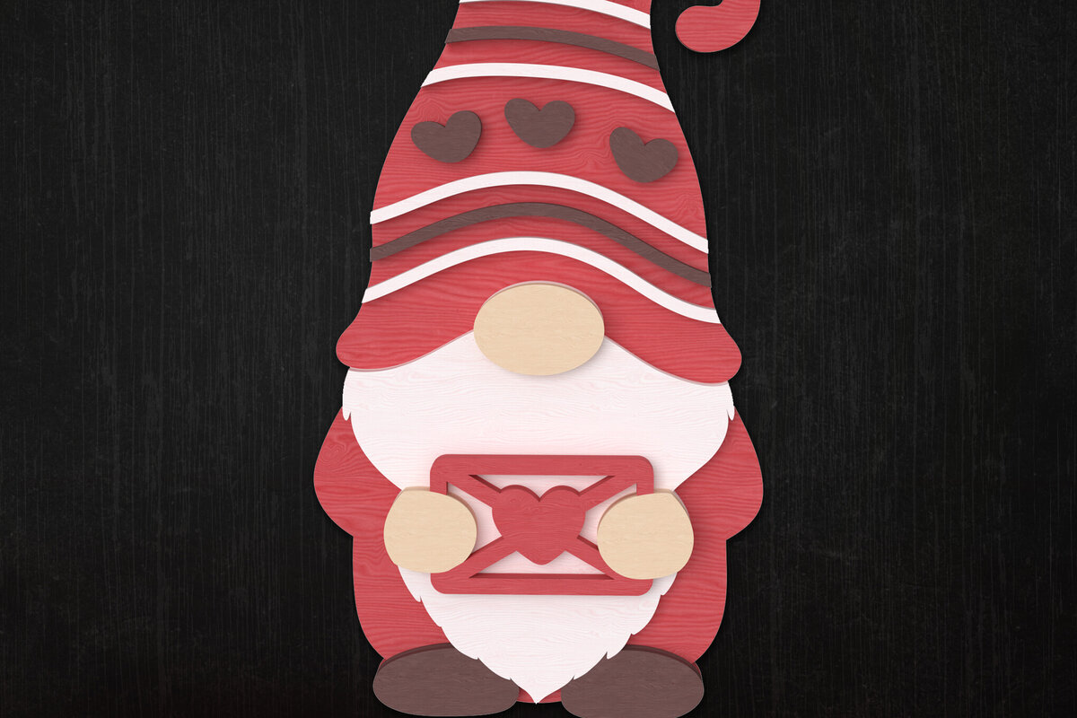 Intra απο ξύλο plywood 3mm-4mm πάχος – Valentine Gnome με ερωτικό γράμμα Δίασταση  20x20 cm INTRAFABR-111422195