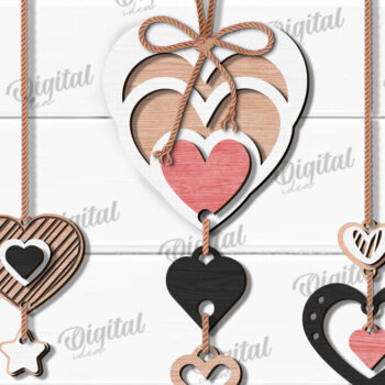 Intra απο ξύλο plywood 3mm-4mm πάχος – Δέσμη Κρεμαστό στολίδι Αγίου Βαλεντίνου Δίασταση  20x20 cm INTRAFABR-112122152 - Image 1