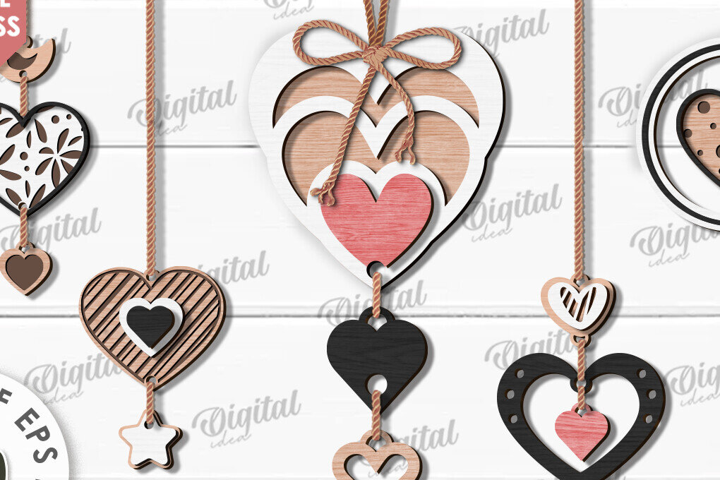 Intra απο ξύλο plywood 3mm-4mm πάχος – Δέσμη Κρεμαστό στολίδι Αγίου Βαλεντίνου Δίασταση  20x20 cm INTRAFABR-112122152