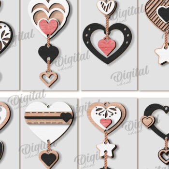 Intra απο ξύλο plywood 3mm-4mm πάχος – Δέσμη Κρεμαστό στολίδι Αγίου Βαλεντίνου Δίασταση  20x20 cm INTRAFABR-112122152 - Image 2