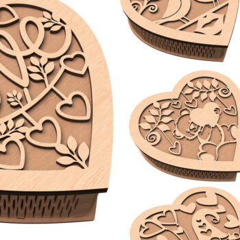 Intra απο ξύλο plywood 3mm-4mm πάχος – Πακέτο κοπής Laser Box Valentine Heart Box Δίασταση  20x20 cm INTRAFABR-113120186 - Image 1