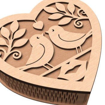 Intra απο ξύλο plywood 3mm-4mm πάχος – Πακέτο κοπής Laser Box Valentine Heart Box Δίασταση  20x20 cm INTRAFABR-113120186 - Image 2