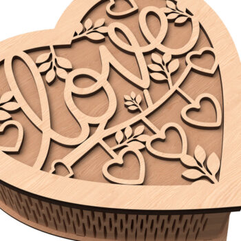 Intra απο ξύλο plywood 3mm-4mm πάχος – Πακέτο κοπής Laser Box Valentine Heart Box Δίασταση  20x20 cm INTRAFABR-113120186 - Image 4