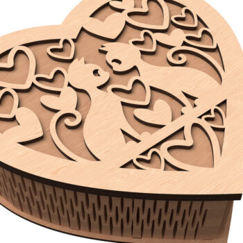 Intra απο ξύλο plywood 3mm-4mm πάχος – Πακέτο κοπής Laser Box Valentine Heart Box Δίασταση  20x20 cm INTRAFABR-113120186 - Image 6