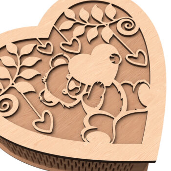 Intra απο ξύλο plywood 3mm-4mm πάχος – Πακέτο κοπής Laser Box Valentine Heart Box Δίασταση  20x20 cm INTRAFABR-113120186 - Image 7