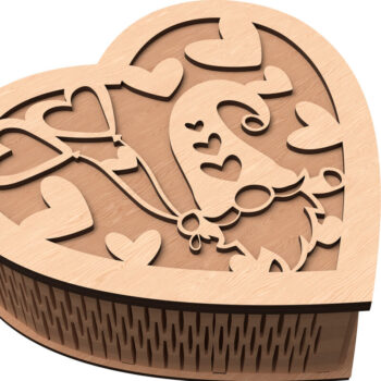 Intra απο ξύλο plywood 3mm-4mm πάχος – Valentine Heart Box Cut Laser Δίασταση  20x20 cm INTRAFABR-113117691 - Image 1