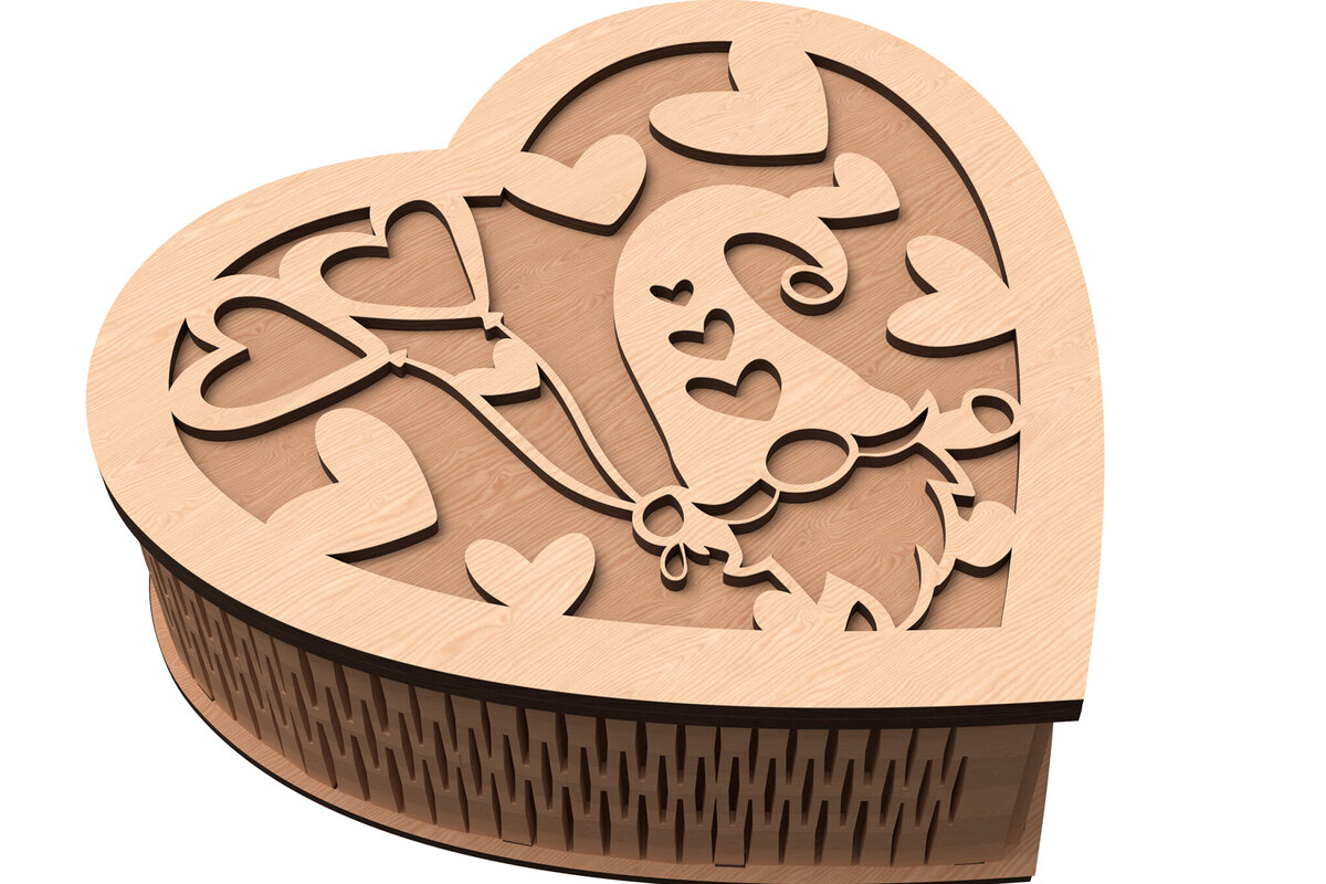 Intra απο ξύλο plywood 3mm-4mm πάχος – Valentine Heart Box Cut Laser Δίασταση  20x20 cm INTRAFABR-113117691