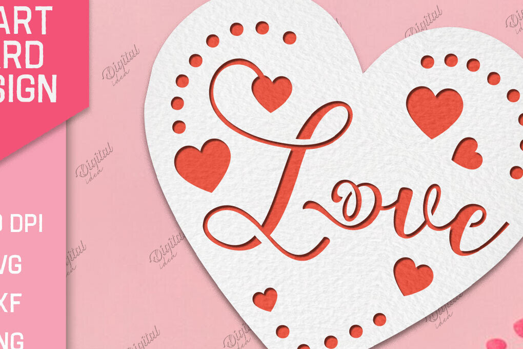 Intra απο ξύλο plywood 3mm-4mm πάχος – Valentine Heart Card Paper Cut Δίασταση  20x20 cm INTRAFABR-86711798