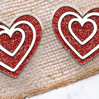 Intra απο ξύλο plywood 3mm-4mm πάχος – Σκουλαρίκια Καρδιά Αγίου Βαλεντίνου κοπής με λέιζερ. Δίασταση  5x5 cm INTRAFABR-112591206 - Image 1