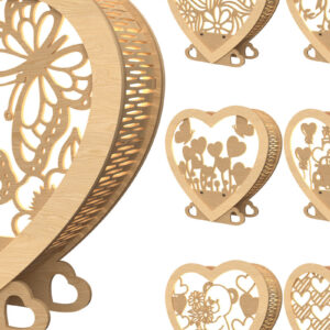 Intra απο ξύλο plywood 3mm-4mm πάχος – Πακέτο φαναριών καρδιών Valentine Δίασταση  20x20 cm INTRAFABR-113312442