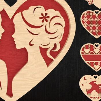 Intra απο ξύλο plywood 3mm-4mm πάχος – Πακέτο κοπής με λέιζερ καρδιάς Valentine Δίασταση  20x20 cm INTRAFABR-113317392 - Image 1