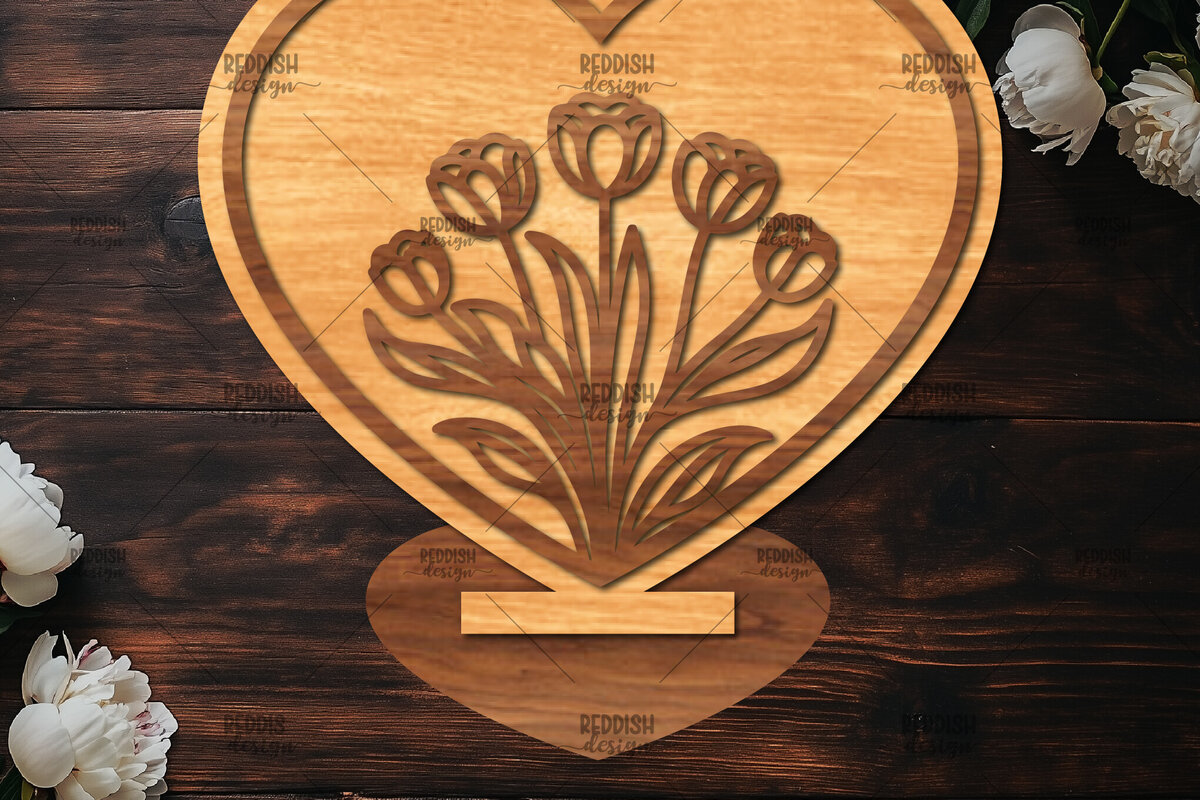 Intra απο ξύλο plywood 3mm-4mm πάχος – Βάση κοπής με λέιζερ καρδιάς Valentine Δίασταση  20x20 cm INTRAFABR-114392189