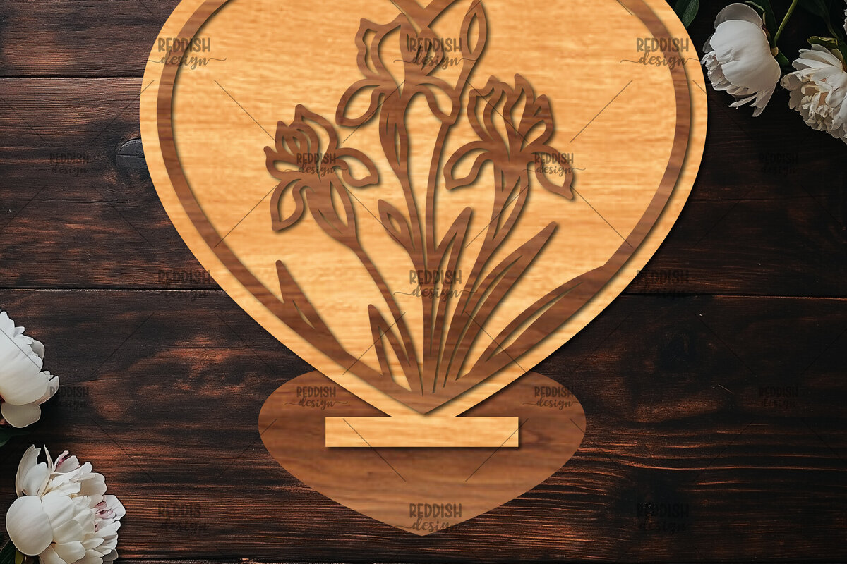 Intra απο ξύλο plywood 3mm-4mm πάχος – Βάση κοπής με λέιζερ καρδιάς Valentine Δίασταση  20x20 cm INTRAFABR-114392251
