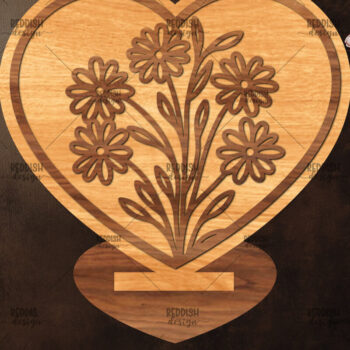 Intra απο ξύλο plywood 3mm-4mm πάχος – Βάση κοπής με λέιζερ καρδιάς Valentine Δίασταση  20x20 cm INTRAFABR-114392473 - Image 1