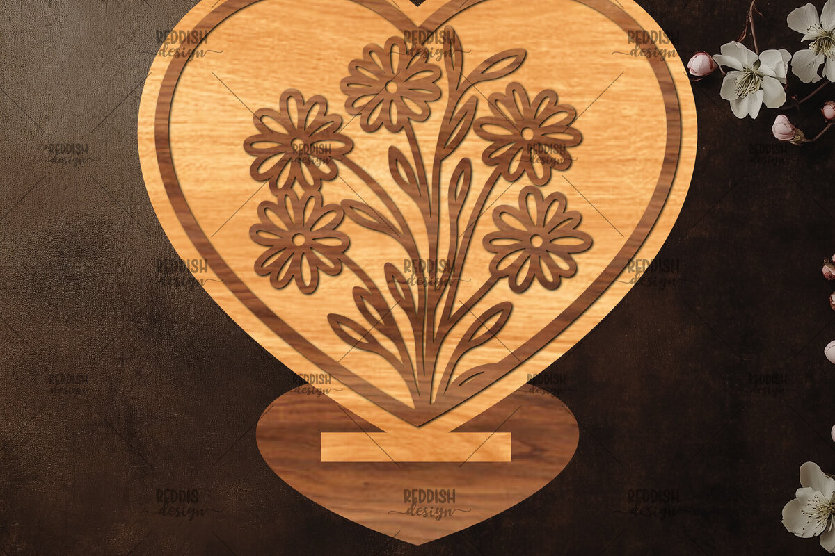 Intra απο ξύλο plywood 3mm-4mm πάχος – Βάση κοπής με λέιζερ καρδιάς Valentine Δίασταση  20x20 cm INTRAFABR-114392473