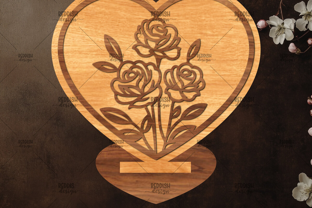 Intra απο ξύλο plywood 3mm-4mm πάχος – Βάση κοπής με λέιζερ καρδιάς Valentine Δίασταση  20x20 cm INTRAFABR-114392506