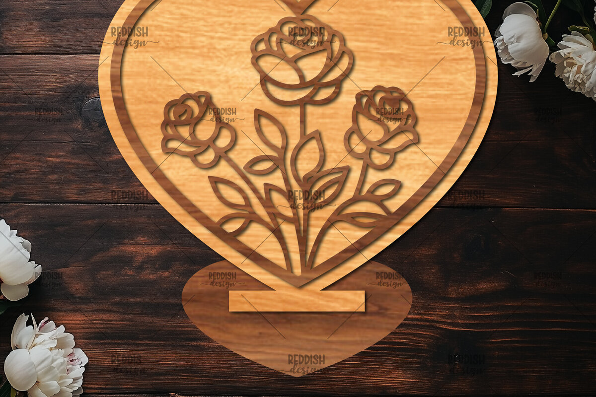 Intra απο ξύλο plywood 3mm-4mm πάχος – Βάση κοπής με λέιζερ καρδιάς Valentine Δίασταση  20x20 cm INTRAFABR-114391887