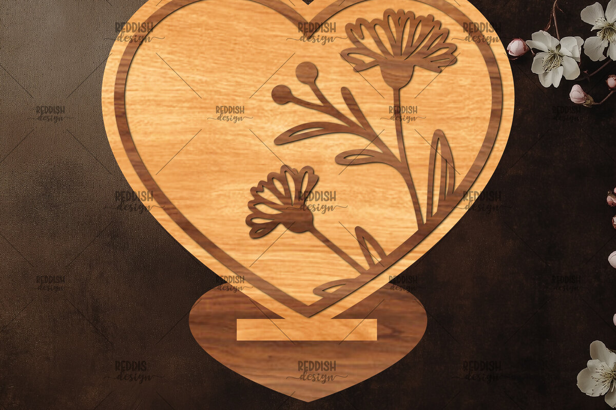 Intra απο ξύλο plywood 3mm-4mm πάχος – Βάση κοπής με λέιζερ καρδιάς Valentine Δίασταση  20x20 cm INTRAFABR-114392539