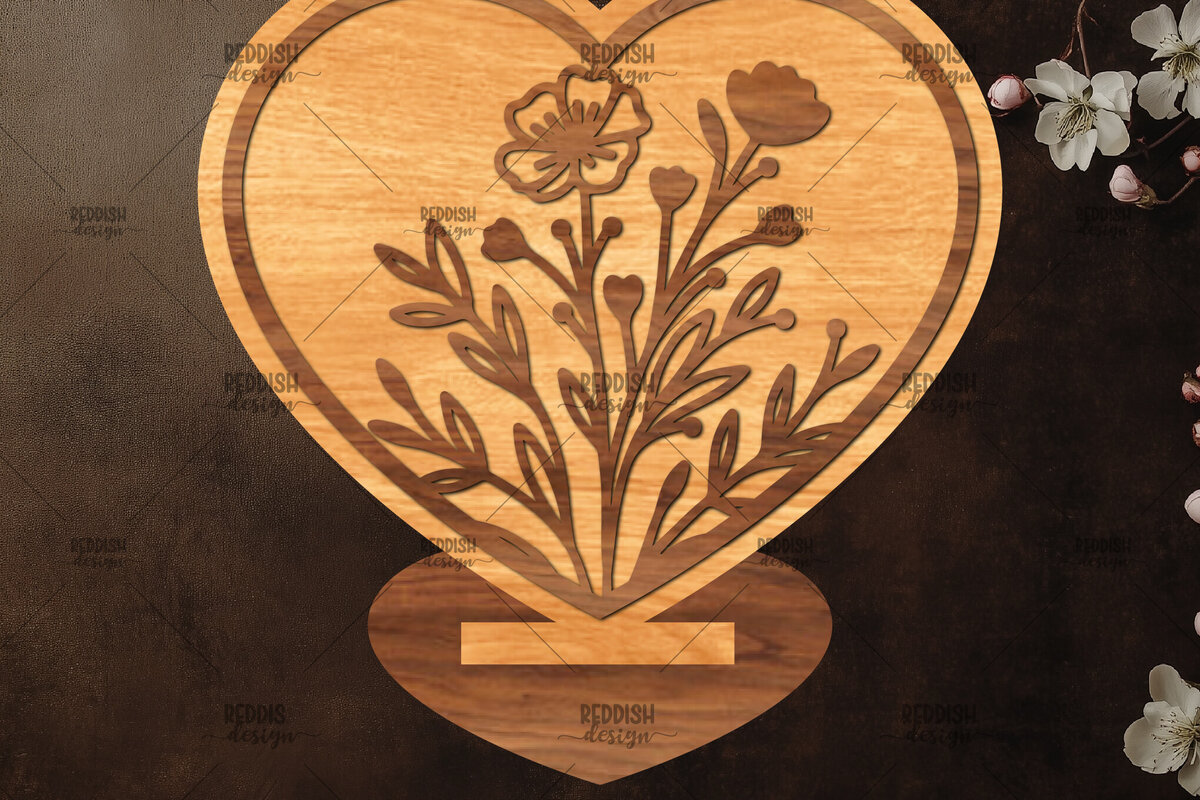 Intra απο ξύλο plywood 3mm-4mm πάχος – Βάση κοπής με λέιζερ καρδιάς Valentine Δίασταση  20x20 cm INTRAFABR-114392594