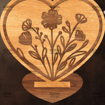 Intra απο ξύλο plywood 3mm-4mm πάχος – Βάση κοπής με λέιζερ καρδιάς Valentine Δίασταση  20x20 cm INTRAFABR-114392605 - Image 1