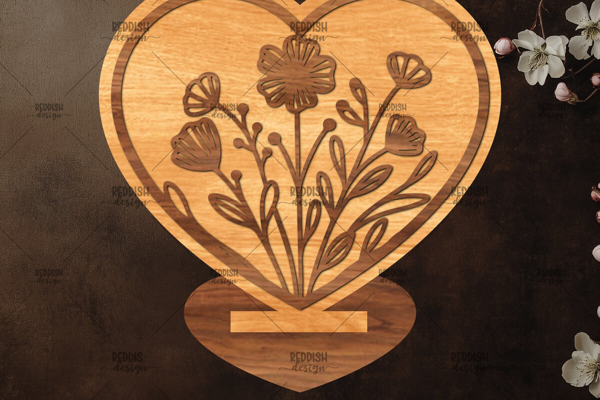 Intra απο ξύλο plywood 3mm-4mm πάχος – Βάση κοπής με λέιζερ καρδιάς Valentine Δίασταση  20x20 cm INTRAFABR-114392605