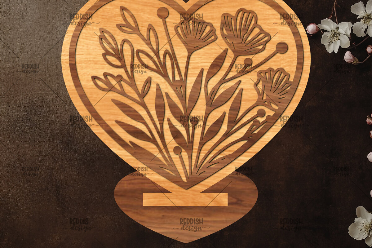 Intra απο ξύλο plywood 3mm-4mm πάχος – Βάση κοπής με λέιζερ καρδιάς Valentine Δίασταση  20x20 cm INTRAFABR-114392627