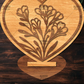 Intra απο ξύλο plywood 3mm-4mm πάχος – Βάση κοπής με λέιζερ καρδιάς Valentine Δίασταση  20x20 cm INTRAFABR-114391977 - Image 1