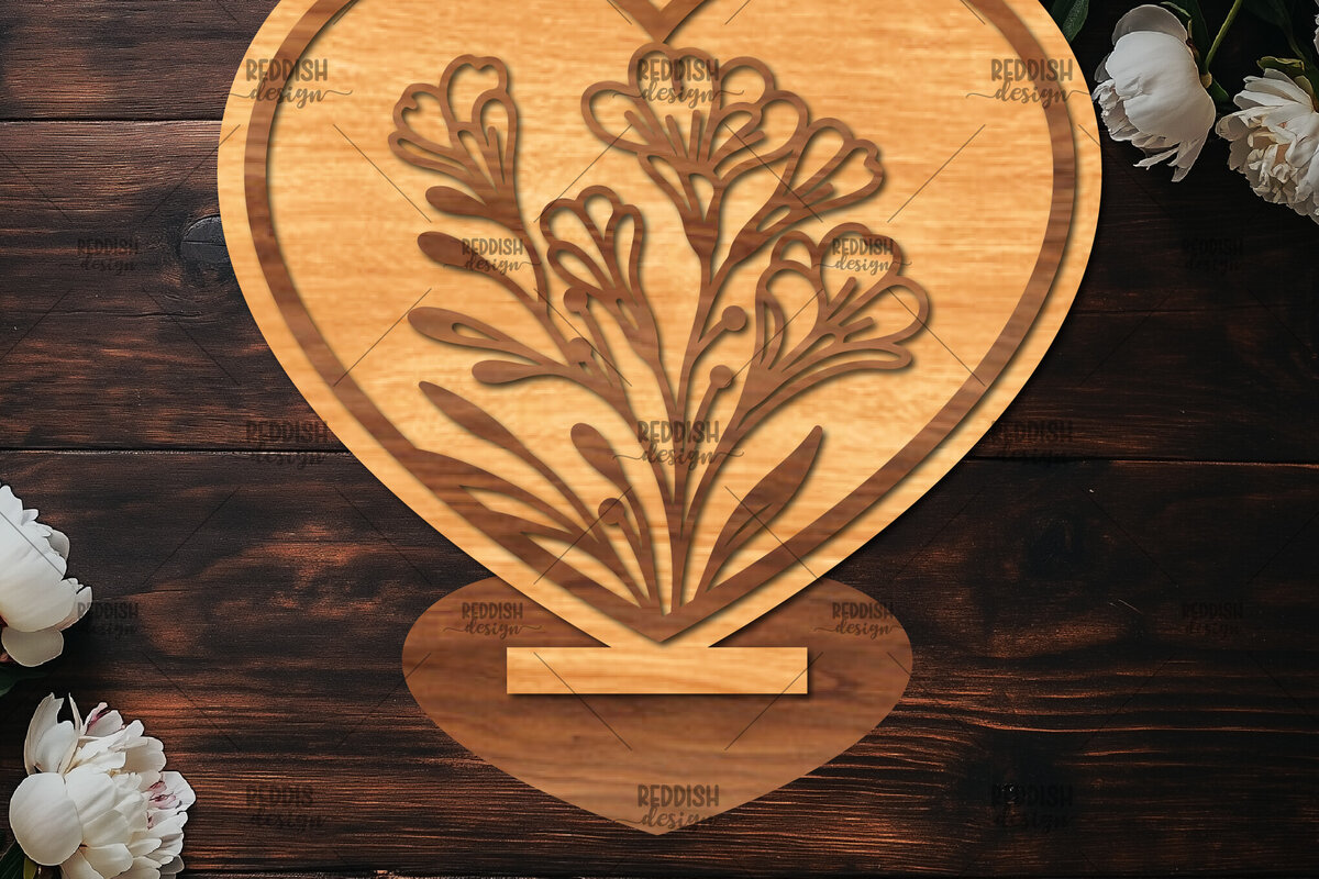 Intra απο ξύλο plywood 3mm-4mm πάχος – Βάση κοπής με λέιζερ καρδιάς Valentine Δίασταση  20x20 cm INTRAFABR-114391977