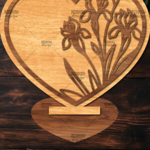 Intra απο ξύλο plywood 3mm-4mm πάχος – Βάση κοπής με λέιζερ καρδιάς Valentine Δίασταση  20x20 cm INTRAFABR-114392015
