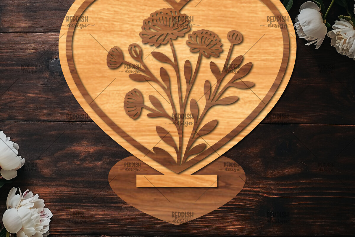 Intra απο ξύλο plywood 3mm-4mm πάχος – Βάση κοπής με λέιζερ καρδιάς Valentine Δίασταση  20x20 cm INTRAFABR-114392095