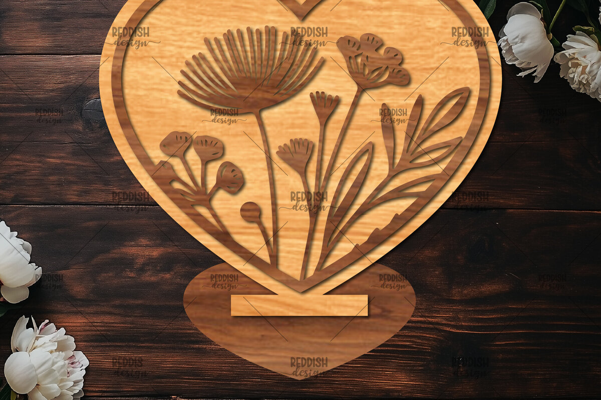 Intra απο ξύλο plywood 3mm-4mm πάχος – Βάση κοπής με λέιζερ καρδιάς Valentine Δίασταση  20x20 cm INTRAFABR-114392151